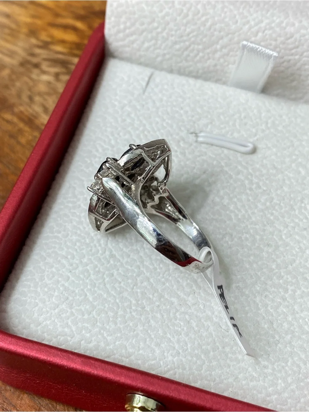 925 Sterling Silver Natural Dark Blue Sapphire And CZ Ring
